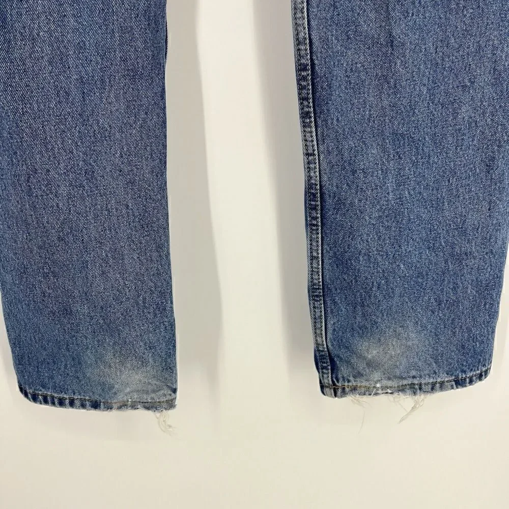 Levis 505 Jeans 36x32 Mens Faded Blue Distressed Denim Straight Leg Cotton